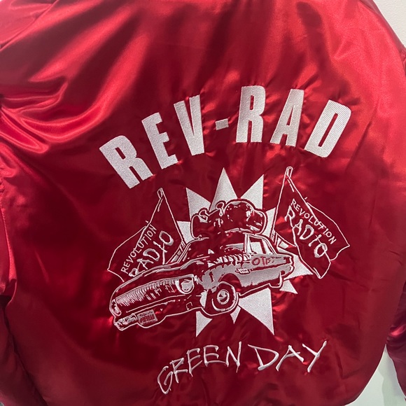 Greenday Rev Rad Red Satin Bomber Jacket - Picture 3 of 4